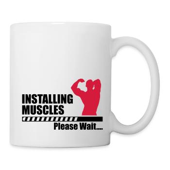Installing Muscle - Funny gym - Mug - white - Right