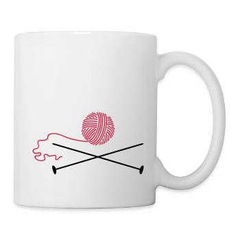 Wollknäuel mit Nadeln / wool 'n knitting needle ( - Tasse - Weiß - Rechts