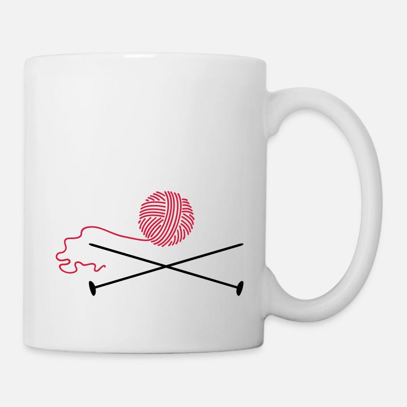 Wollknäuel mit Nadeln / wool 'n knitting needle ( - Tasse - Weiß