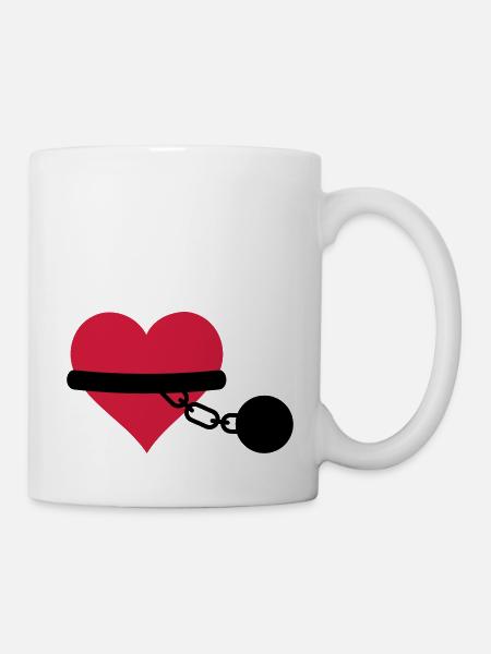 coeur enchaîné - Mug blanc - blanc