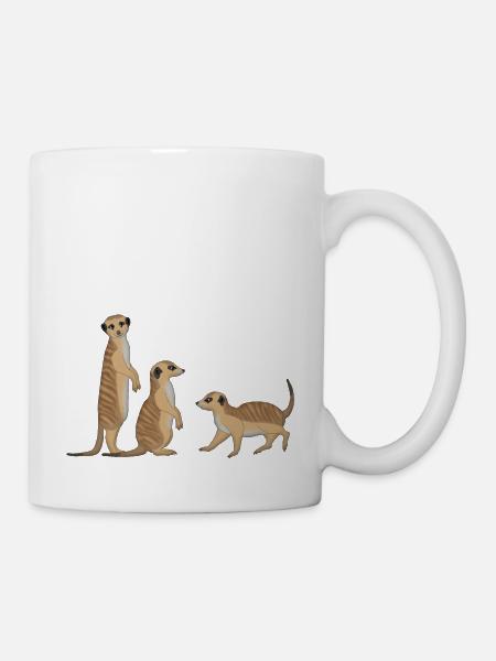 Erdmännchen drei - Tasse - Weiß