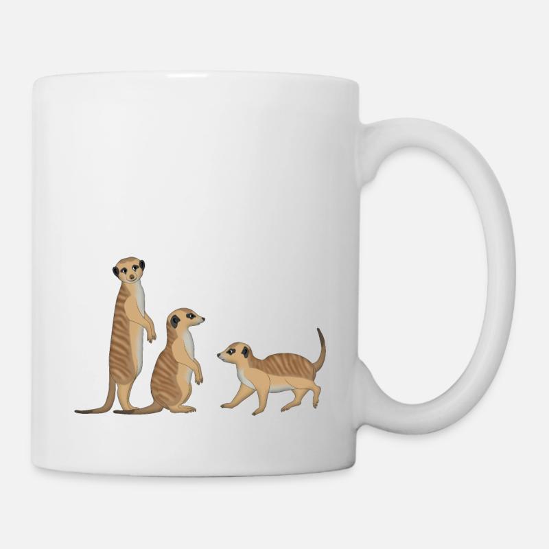 Erdmännchen drei - Tasse - Weiß