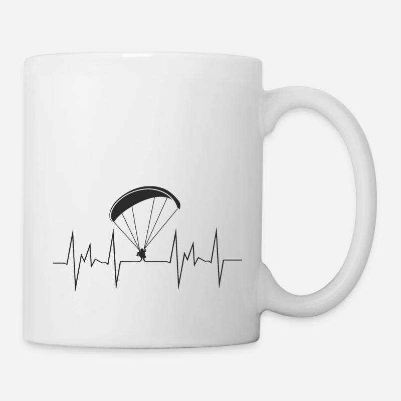 herzschlag gleitschirm - Tasse - Weiß