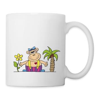 funny hippo with sunflower hippo hippo Hippo - Mug - white - Right