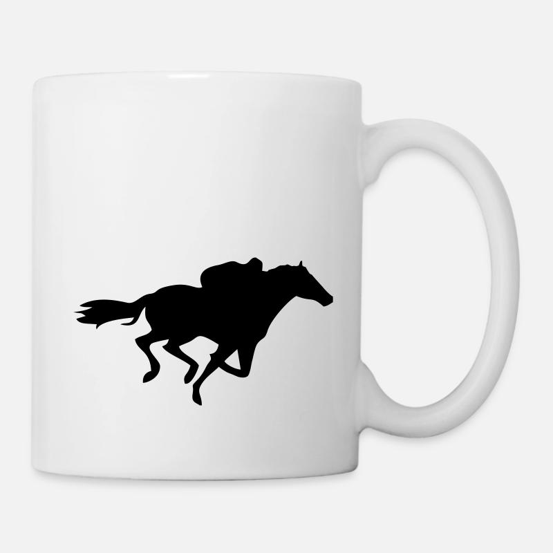 Rennpferd galoppieren Pferd mit Reiter und schwarz - Tasse - Weiß