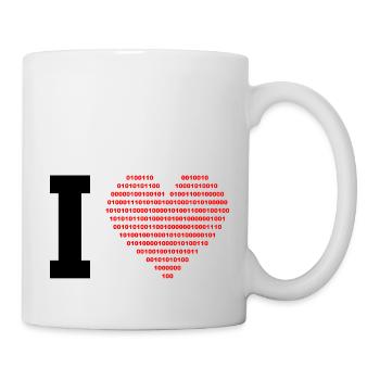 J'AIME - coeur binaire - numérique - noir - Mug blanc - blanc - Droite