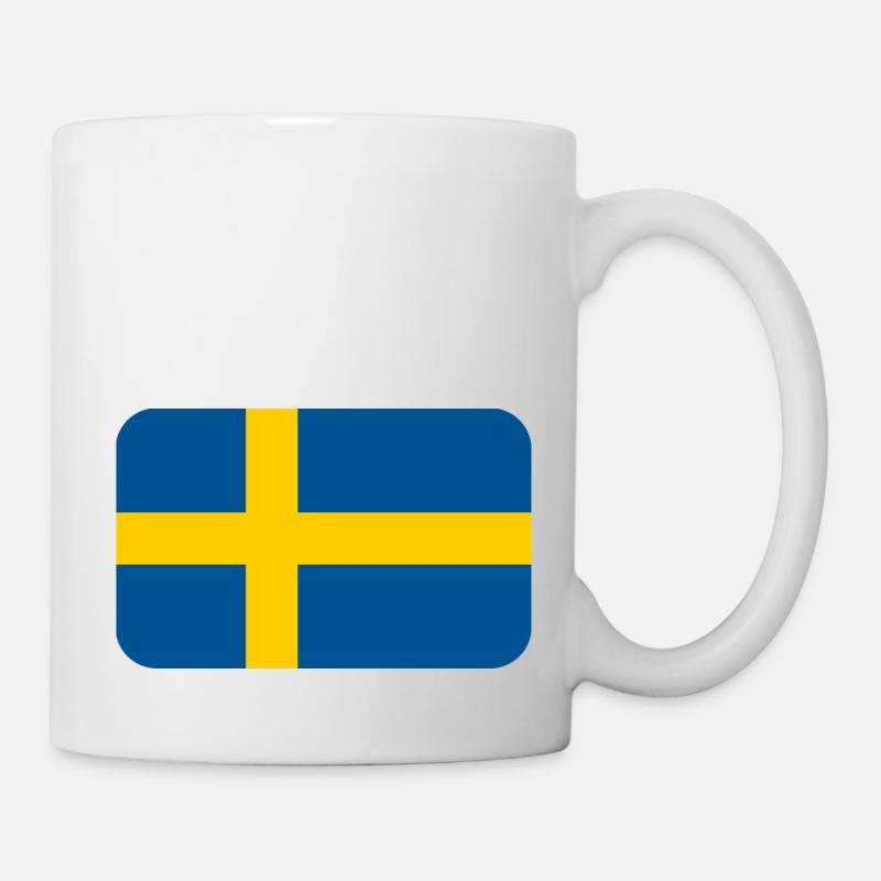 SWEDEN FLAG round corner 400 dpi - Mug blanc - blanc
