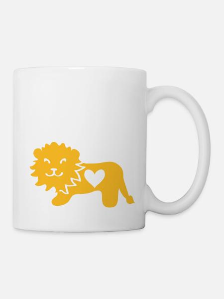 Löwe mit Herz - Tasse - Weiß