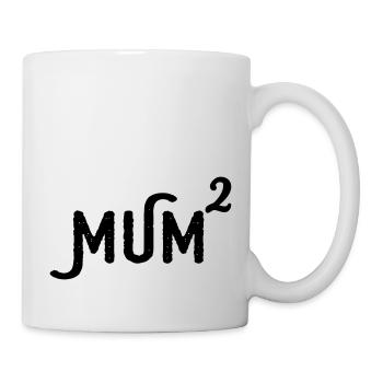 Mama hoch 2 Zwillings Mütter lustiges Motiv mum - Tasse - Weiß - Rechts