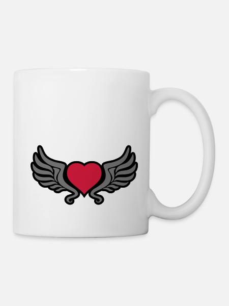 tribal_heart_wings_kontur_3c - Mug - white