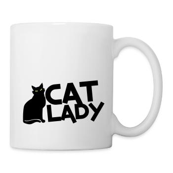 CAT LADY mit schwarzer Katze und gelbe Augen! - Tasse - Weiß - Rechts