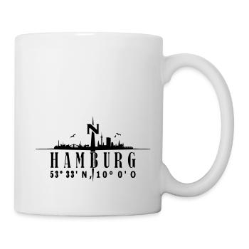 Skyline Hamburg mit Kompass - Tasse - Weiß - Rechts