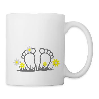 Zehen mit Blumen, Flower Power - Tasse - Weiß - Rechts