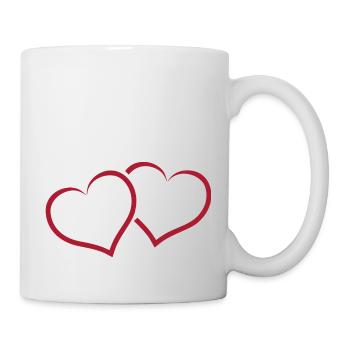 Zwei Herzen vereint sehr Romantisch als Geschenk - Tasse - Weiß - Rechts