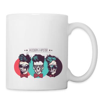 head of death hipster modern skull crane bezel - Mug - white - Right