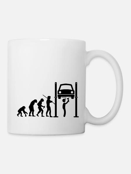 Mechaniker Evolution - Tasse - Weiß