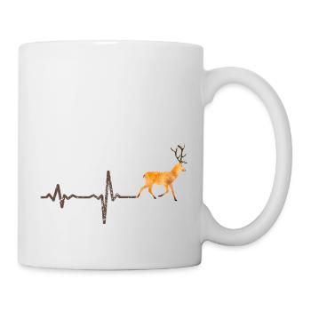 Heartbeat Hirsch farbig - Geschenk - Tasse - Weiß - Rechts