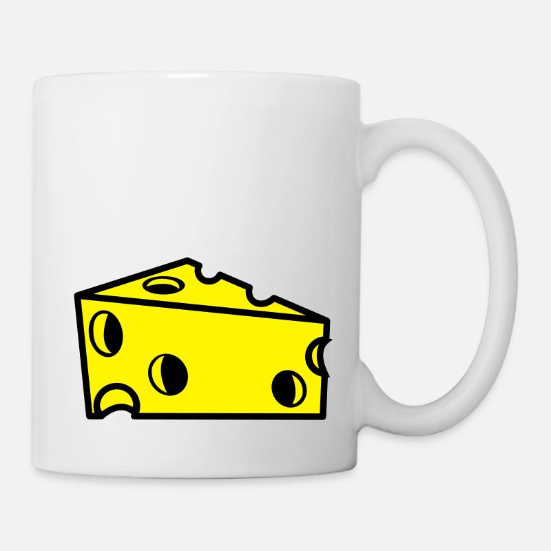 Schweizer Käse mit Löchern, in Scheiben - Tasse - Weiß