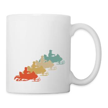Retro Vintage Style Schneemobil Motorschlitten - Tasse - Weiß - Rechts