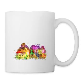 Häuser Immobilien hell glühend - Tasse - Weiß - Rechts