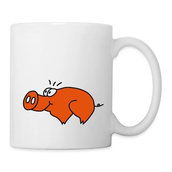 Schwein - Tasse - Weiß - Rechts