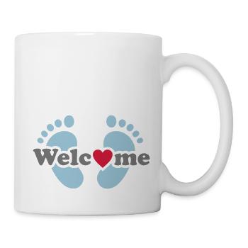 Welcome Me! Baby feet pregnancy - baby bump - Mug - white - Right