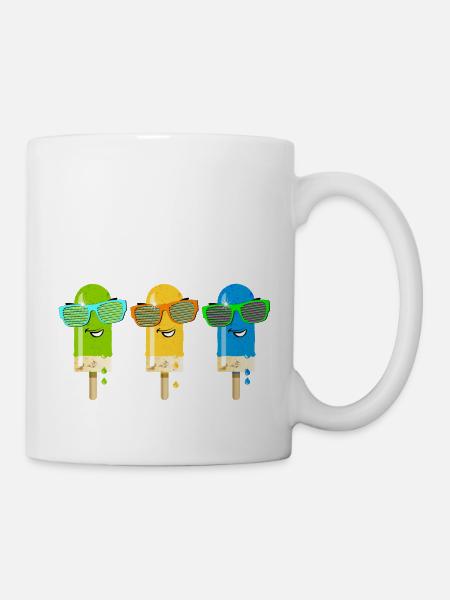 Eis am Stiel Sommerhitze coole Sonnenbrille lecker - Tasse - Weiß