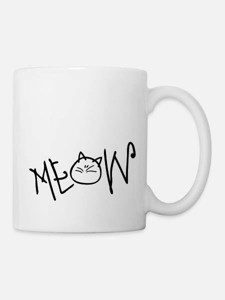 MEOW Text Katze - Tasse - Weiß