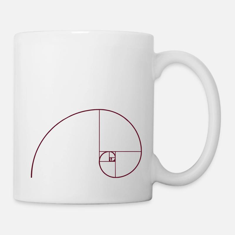 Golden Spiral, Golden Ratio, Phi, Fibonacci - Mug - white