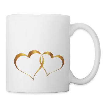 Anniversaire de mariage double coeur doré - Mug blanc - blanc - Droite
