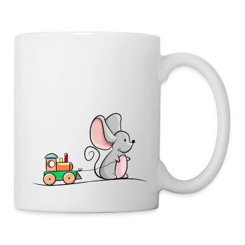 Mouse with wooden locomotive - Mug - white - Right