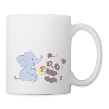 Elephant and Panda playing with ball - Mug blanc - blanc - Droite