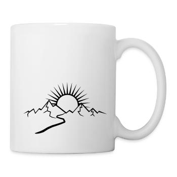 Berge Mit Wanderweg Und Sonne - Tasse - Weiß - Rechts