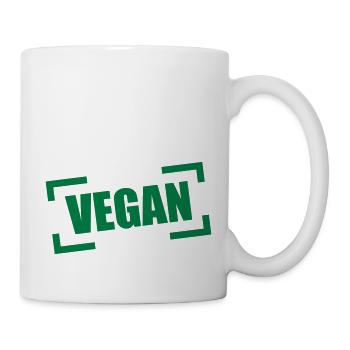 Vegan Stempel Logo - Tasse - Weiß - Rechts