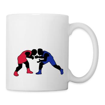 Ringen Zeichnung Sport Kampf Wrestler Wrestling - Tasse - Weiß - Rechts