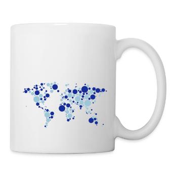 Weltkarte Erde Planet Globus Kontinent Kreis Punkt - Tasse - Weiß - Rechts