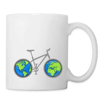 Le tour du monde en vélo - Mug blanc - blanc - Droite