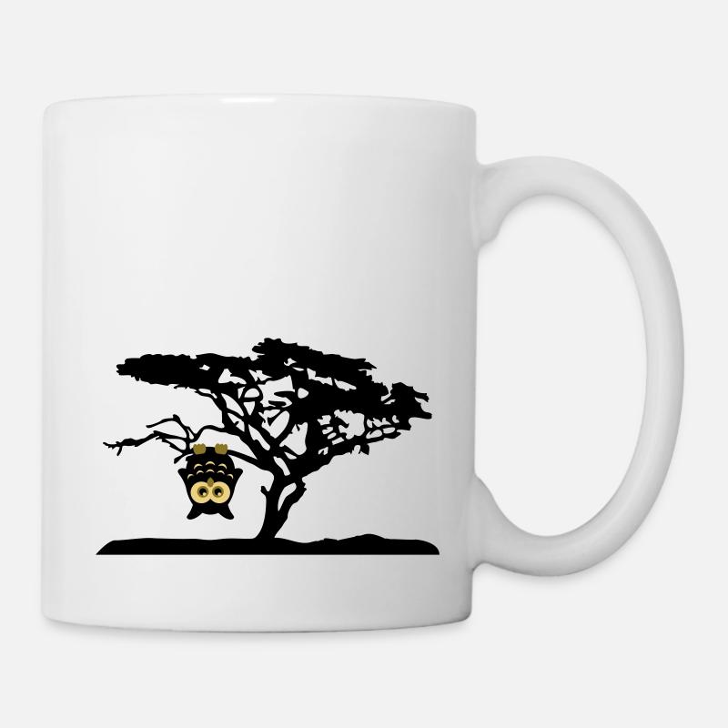 Eule Kopfüber Baum Hängen Different - Tasse - Weiß