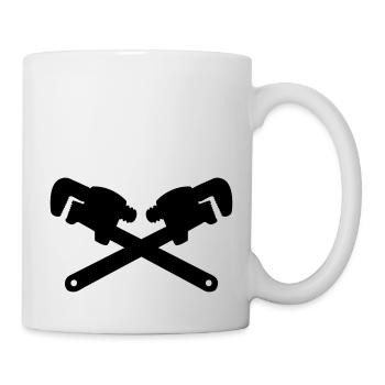 adjustable wrench tool mechanic plumber - Mug - white - Right