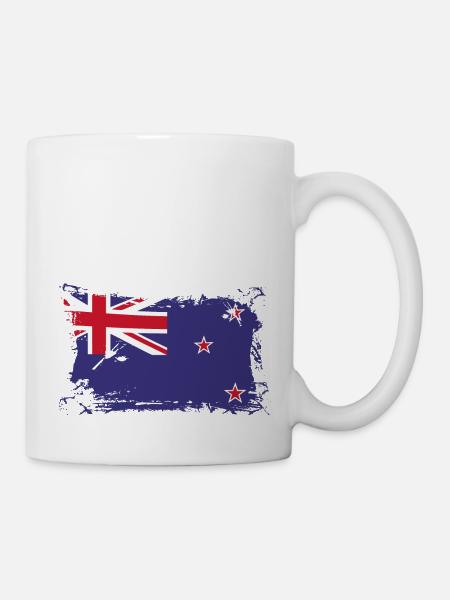 New Zealand Flag, Flagge Neuseeland - Tasse - Weiß