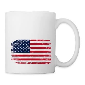 USA Flag - Vintage Look - Tasse - Weiß - Rechts
