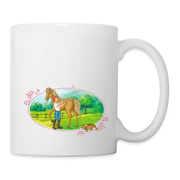 Bibi und Tina 'Tina striegelt Amadeus' - Tasse - Weiß - Rechts
