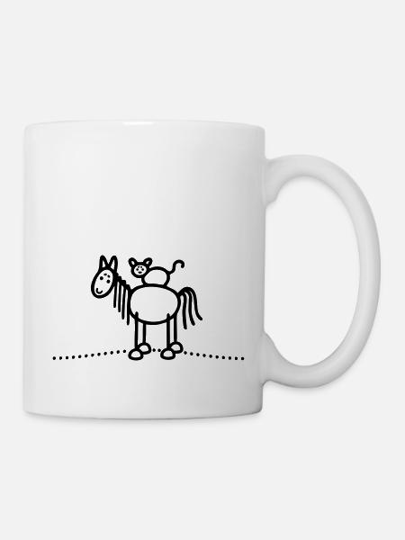 Pferd Katze - Tasse - Weiß