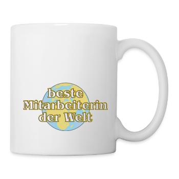 Goldene Serie - beste Mitarbeiterin mit Weltkugel - Tasse - Weiß - Rechts