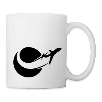 logo circle round black line airplane plane fly pi - Mug - white - Right