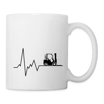 herzschlag stapler - Tasse - Weiß - Rechts