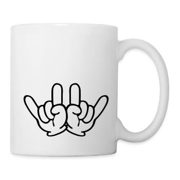 hand comic party signs - Tasse - Weiß - Rechts