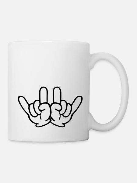 hand comic party signs - Tasse - Weiß