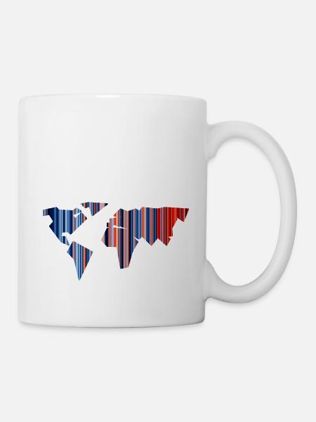 Weltkarte - Klimawandel - Warming Stripes - Erde - Tasse - Weiß