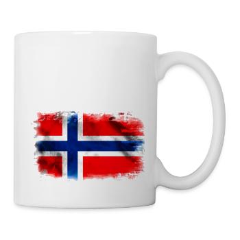 Contexte avec le drapeau de la Norvège - Mug blanc - blanc - Droite